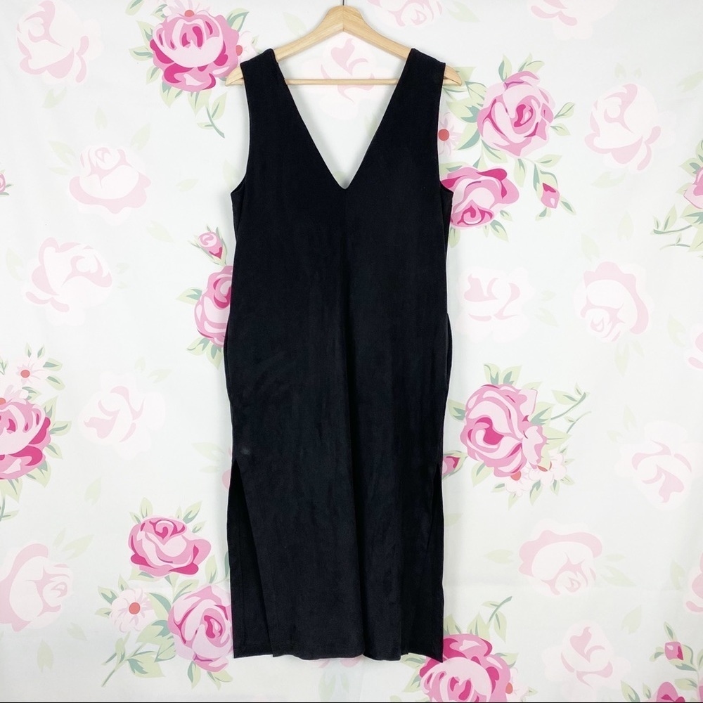 Hemsmith Black Faux Suede Midi Jumper Dress S